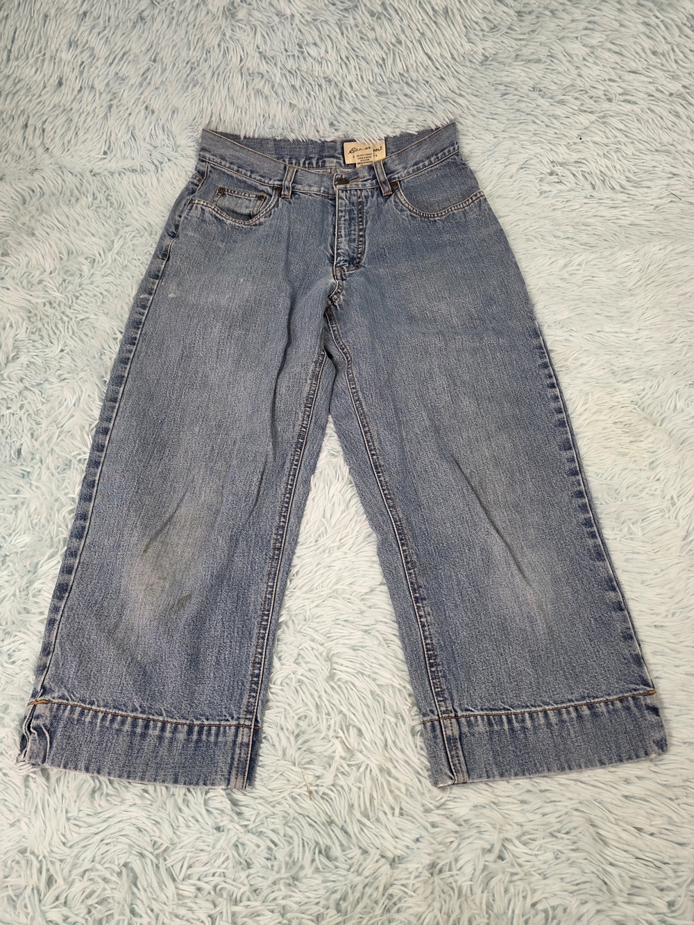 VTG Eddie Bauer Wide Leg Baggy Cropped Jeans Women's Size 8 Light Wash Y2K